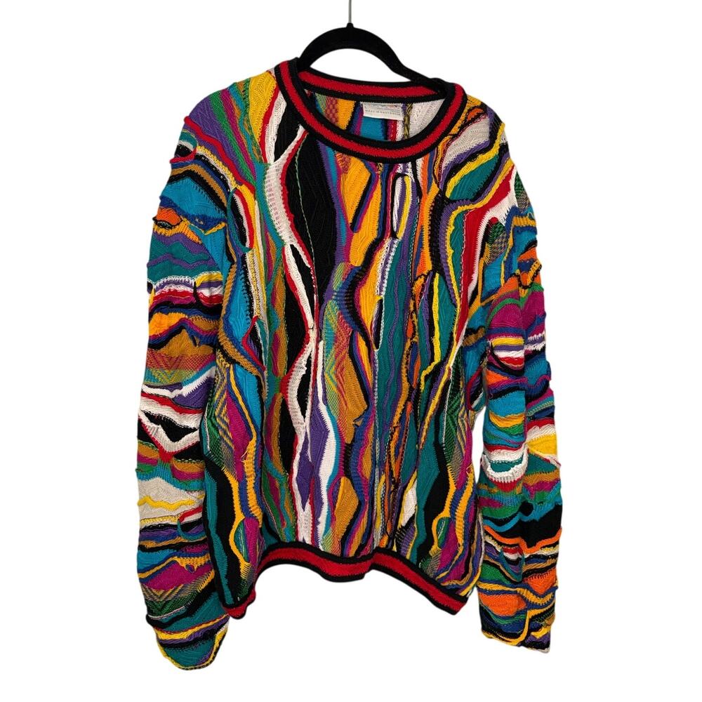 COOGI Australia Vintage Sweater 3D Knit Textured Large Multicolor Biggie